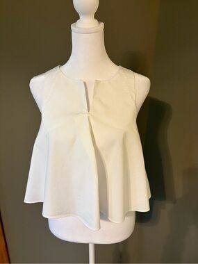 Alice & UO Sleek Cream Sleeveless Crop Top with Center Pleat